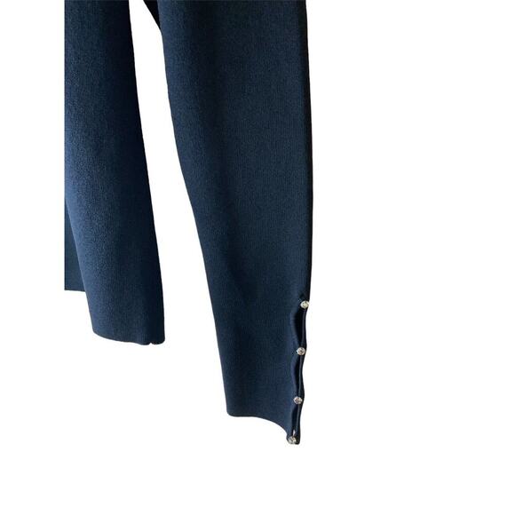 Dana Buchman Blouse Womens Size XL Top Black Rhinestones Cut Out Sleeves Top - Picture 7 of 9